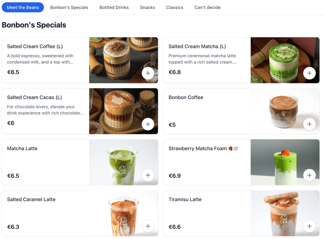 Restaurant menu on Smartdine